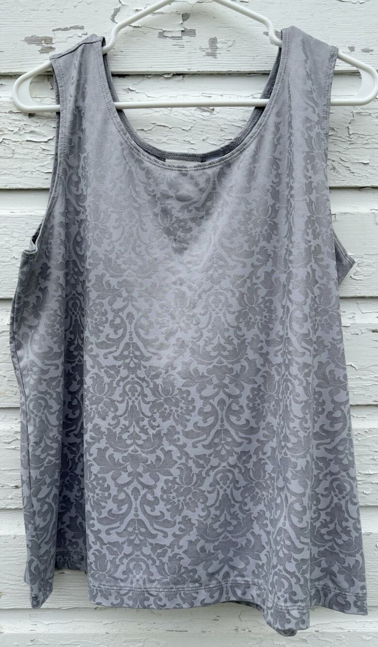 Chicos 3 Cami Tank Top Gray Sparkle Floral Stretch Womens XL Capsule Waredrobe